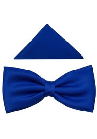 Modini - Niebieska/kobaltowa gładka szeroka mucha męska B22. Kolor: niebieski. Materiał: poliester, tkanina. Wzór: gładki. Styl: elegancki #1