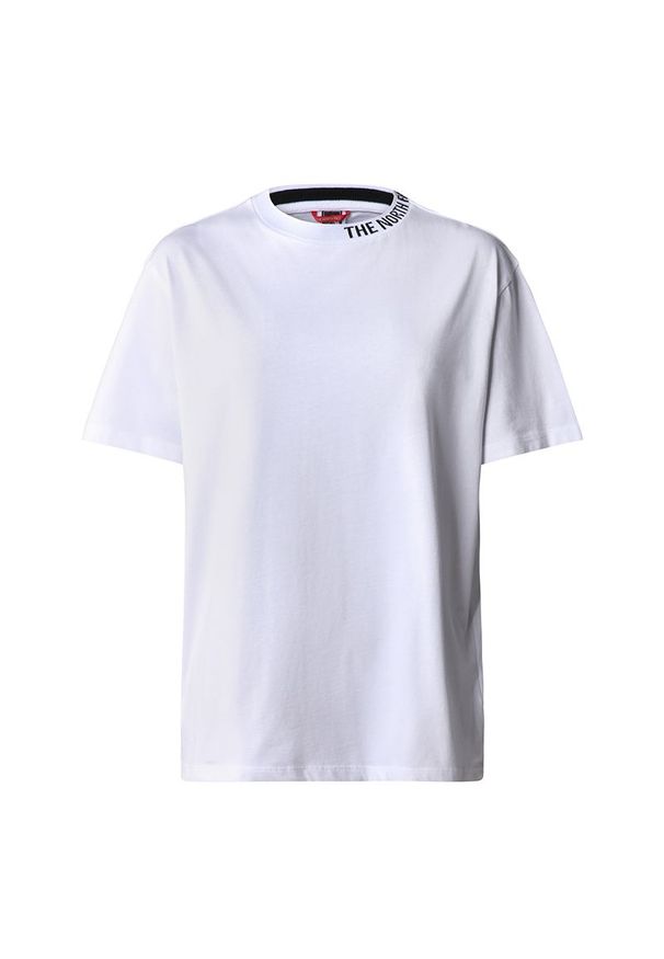 Koszulka The North Face Zumu 0A491QFN41 - biała. Kolor: biały. Materiał: bawełna. Długość rękawa: krótki rękaw. Długość: krótkie. Wzór: napisy