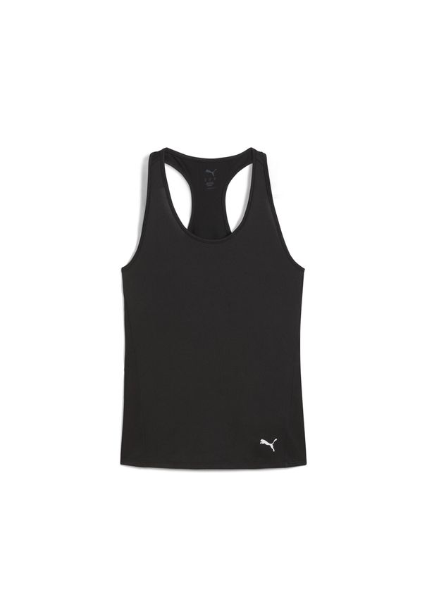 Puma - Damska koszulka bez rękawów TAD ESSENTIALS o kroju bokserki PUMA. Kolor: czarny, wielokolorowy, biały. Długość rękawa: bez rękawów. Sport: bieganie
