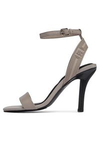 TOMMY HILFIGER - Tommy Hilfiger Sandały Sporty Leather High Heel Sandal FW0FW07795 Beżowy. Kolor: beżowy. Materiał: skóra. Styl: sportowy #6