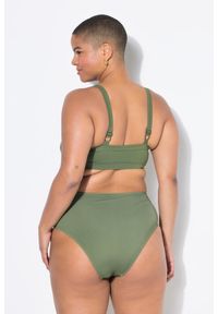 ULLA POPKEN - Damski Top bikini miękkie miseczki cekiny. Kolekcja: plus size. Kolor: zielony. Materiał: poliester, elastan, poliamid, materiał