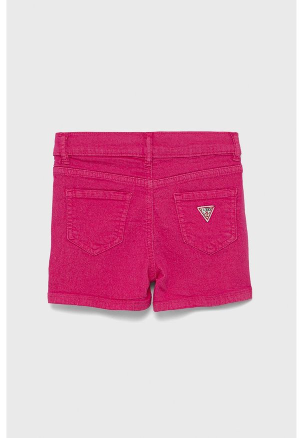 Guess Szorty jeansowe dziecięce kolor różowy gładkie regulowana talia. Okazja: na co dzień. Kolor: różowy. Materiał: jeans. Wzór: gładki. Styl: casual