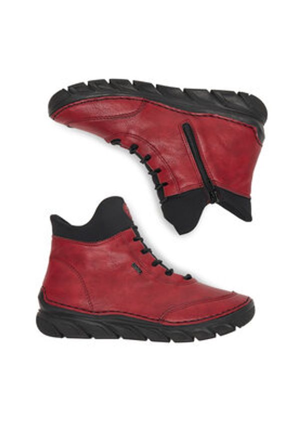 Rieker Trzewiki CEO-55069-35 Bordowy. Kolor: czerwony. Materiał: syntetyk, materiał