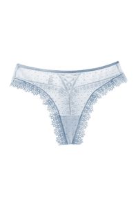 Intica - Stringi bezszwowe z koronką niewidoczne pod odzieżą Shalini. Kolor: niebieski. Materiał: koronka. Wzór: koronka #1