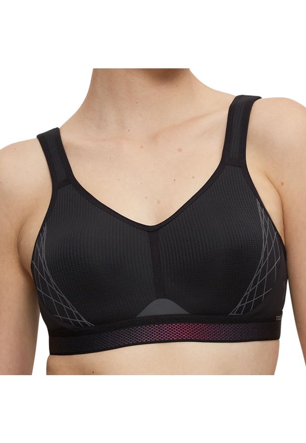 TRIACTION - Stanik do biegania Cardio Flow z wysoki poziomem podtrzymywania. Kolor: czarny. Materiał: poliester, poliamid, elastan. Sport: bieganie