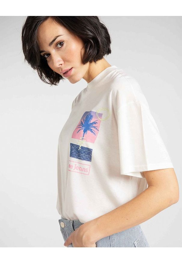 Lee - T-SHIRT DAMSKI LEE OVERSIZED TEE BOYFRIEND FIT ECRU L41SBYNQ 112109158