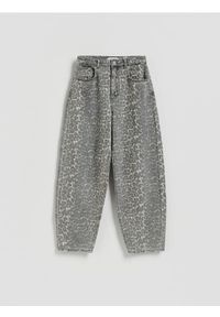 Reserved - Jeansy barrel leg w panterkę - wielobarwny. Wzór: motyw zwierzęcy #1