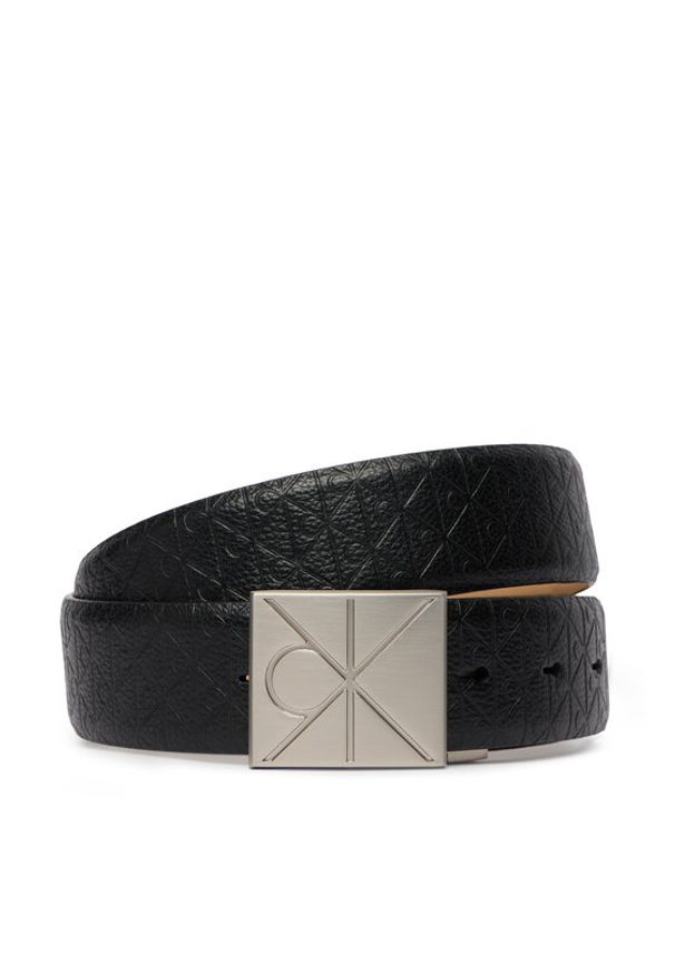 Calvin Klein Pasek Emblem Plaque W/ Aop 35Mm Adj LV04D7082G Czarny. Kolor: czarny. Materiał: skóra