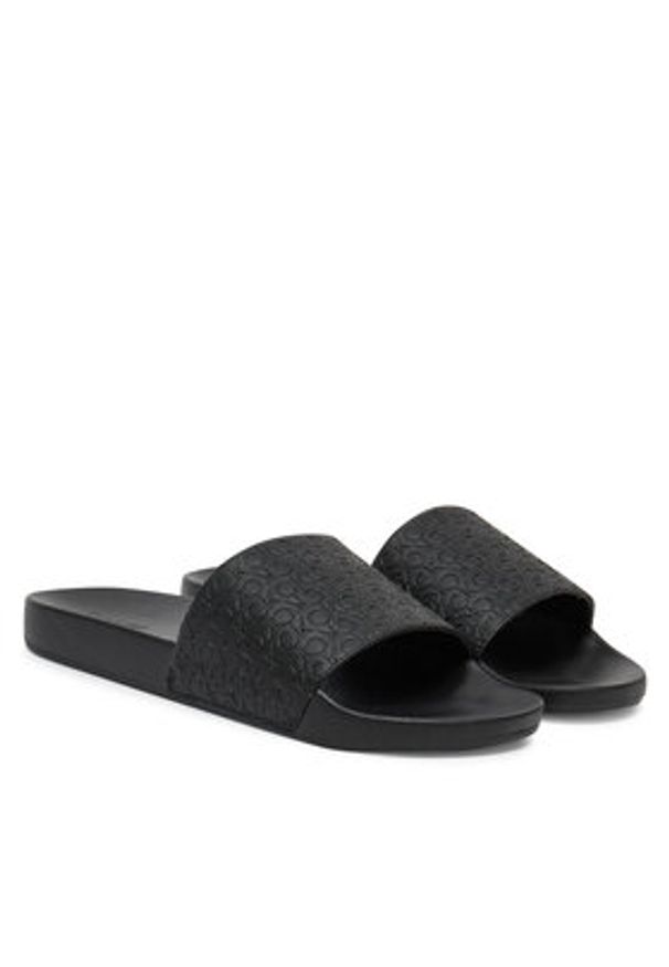 Calvin Klein Klapki Pool Slide Mono HM0HM01968 Czarny. Kolor: czarny. Materiał: skóra
