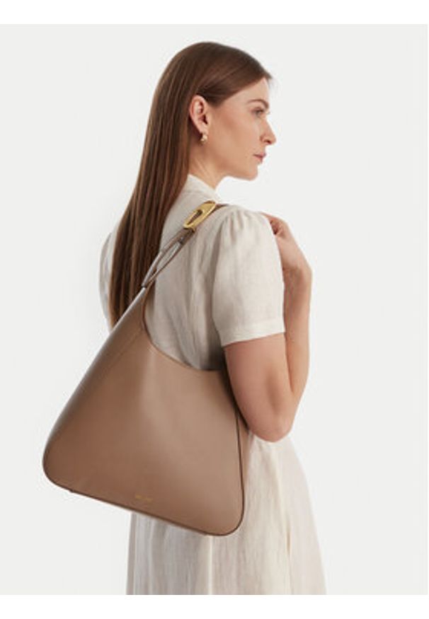 Calvin Klein Torebka Hardware Adj Strap Medium Bag LV04F3402G Beżowy. Kolor: beżowy. Materiał: skórzane