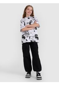 4f - 4F T-shirt oversize z nadrukiem dziewczęcy - multikolor 122 (6-7 lat). Kolor: wielokolorowy. Materiał: skóra. Wzór: nadruk. Sezon: lato