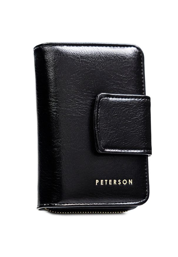 Portfel damski Peterson PTN 009-HF czarny. Kolor: czarny. Materiał: skóra ekologiczna. Wzór: aplikacja