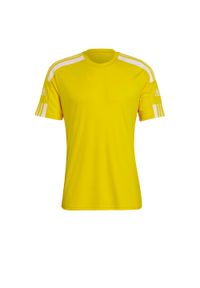 Adidas - Koszulka treningowa męska adidas Squadra 21 Jersey Short Sleeve. Kolor: wielokolorowy, biały, żółty. Materiał: jersey. Sport: piłka nożna
