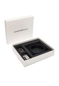 Emporio Armani Pasek Męski Y4S498 YLP4E 81285 Granatowy. Kolor: niebieski. Materiał: skóra