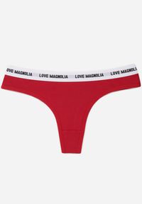 Renee - Czerwone Majtki Stringi z Bawełną Ozdobione Napisami Amero. Kolor: czerwony. Materiał: bawełna. Wzór: aplikacja, napisy #1
