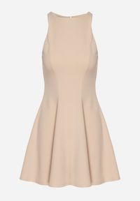 Born2be - Jasnobeżowa Rozkloszowana Sukienka z Wiskozą Milenissa. Okazja: na co dzień, na imprezę. Kolor: beżowy. Materiał: wiskoza. Sezon: lato. Styl: casual, elegancki #6