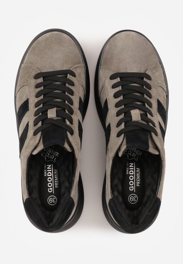 Renee - Ciemnobeżowe Zamszowe Sneakersy Chunky na Platformie Teslara. Okazja: na co dzień. Kolor: beżowy. Materiał: zamsz. Obcas: na platformie