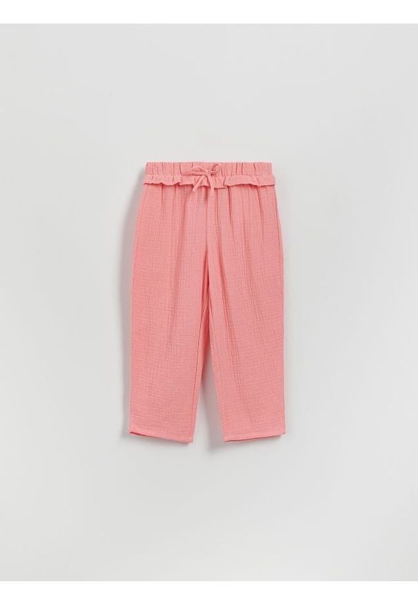 Reserved - Muślinowe spodnie - różowy. Kolor: różowy. Materiał: bawełna