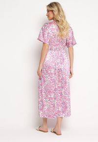 Born2be - Fioletowa Rozkloszowana Sukienka z Krótkim Rękawem Zwężana w Talii Bexbia. Okazja: na co dzień. Kolor: fioletowy. Materiał: skóra. Długość rękawa: krótki rękaw. Typ sukienki: rozkloszowane. Styl: wizytowy, casual #5