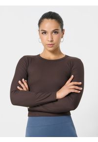 Sinsay - Koszulka sportowa z długimi rękawami - brązowy. Kolor: brązowy. Długość rękawa: długi rękaw. Długość: długie. Styl: sportowy