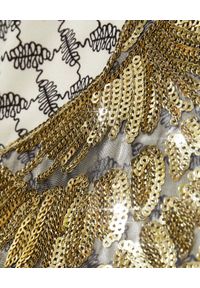 MYSTIQUE BEACH - Długie kimono Desert ze złotymi skrzydłami. Kolor: szary. Materiał: materiał. Długość: długie. Wzór: aplikacja, nadruk #7