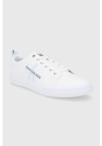 Calvin Klein Jeans Tenisówki męskie kolor biały. Nosek buta: okrągły. Zapięcie: sznurówki. Kolor: biały. Materiał: guma #4