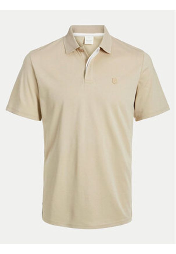 Jack & Jones Polo Crodney 12251180 Beżowy Regular Fit. Typ kołnierza: polo. Kolor: beżowy. Materiał: syntetyk, bawełna
