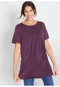 bonprix - T-shirt o trapezowym kroju, krótki rękaw. Kolor: fioletowy. Długość rękawa: krótki rękaw. Długość: krótkie #1