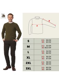 TAGART - Sweter myśliwski męski Tagart Oslo 100% wełna Merino. Kolor: zielony. Materiał: wełna. Sport: outdoor