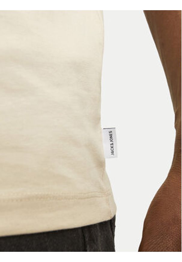 Jack & Jones T-Shirt Oragnic Basic 12156101 Beżowy Regular Fit. Kolor: beżowy. Materiał: bawełna