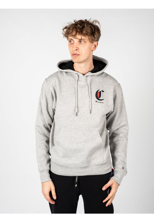 Champion Bluza "Hoodie" | HBGF89H586NKA | Mężczyzna | Szary. Okazja: na co dzień. Typ kołnierza: kaptur. Kolor: szary. Materiał: poliester, bawełna. Wzór: nadruk, aplikacja. Styl: casual