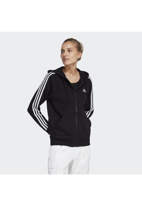 Adidas - Essentials 3-Stripes French Terry Regular Full-Zip Hoodie. Kolor: biały, wielokolorowy, czarny