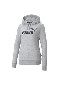 Puma - Damska bluza Essentials z kapturem i logo PUMA Light Gray Heather. Typ kołnierza: kaptur. Kolor: wielokolorowy, czarny, szary. Materiał: poliester