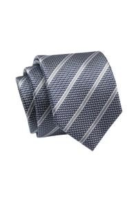 Męski Krawat - 6cm - Angelo di Monti - Srebrny w Prążek. Kolor: srebrny. Materiał: tkanina. Wzór: prążki. Styl: elegancki, wizytowy