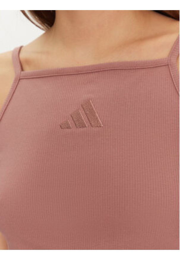 Adidas - adidas Top ALL SZN Rib JJ1222 Różowy Slim Fit. Kolor: różowy. Materiał: bawełna