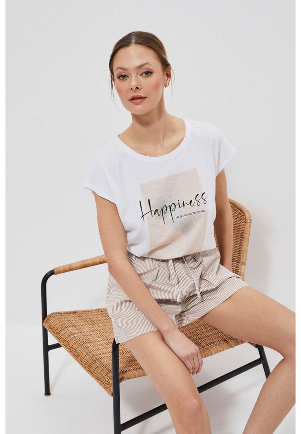 MOODO - T-shirt z napisem. Materiał: bawełna. Długość rękawa: krótki rękaw. Długość: krótkie. Wzór: napisy