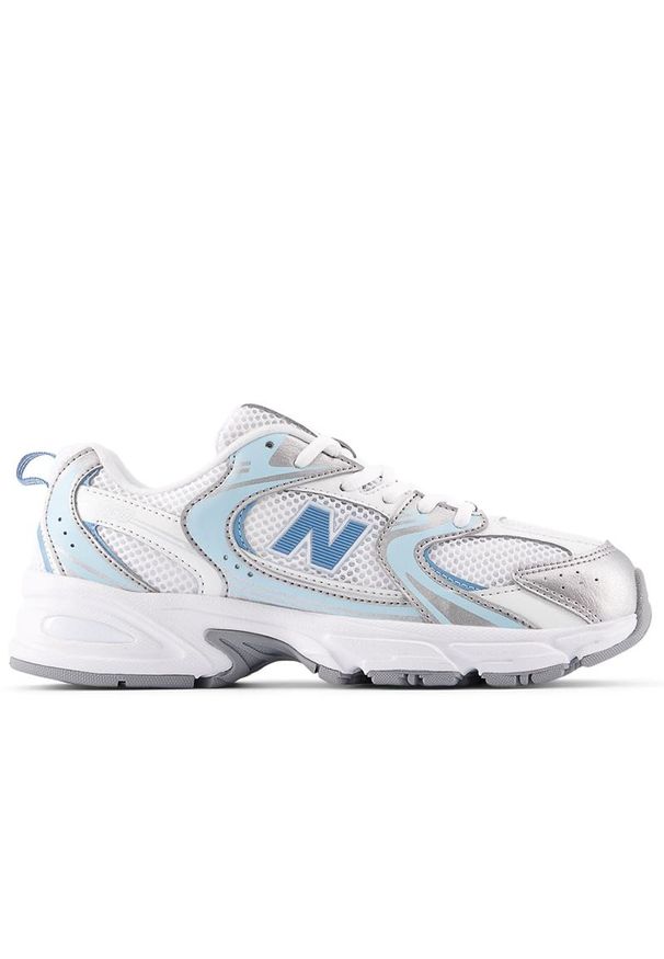 Buty młodzieżowe New Balance GR530ED - białe. Okazja: na co dzień. Kolor: biały. Materiał: guma, materiał, syntetyk. Szerokość cholewki: normalna
