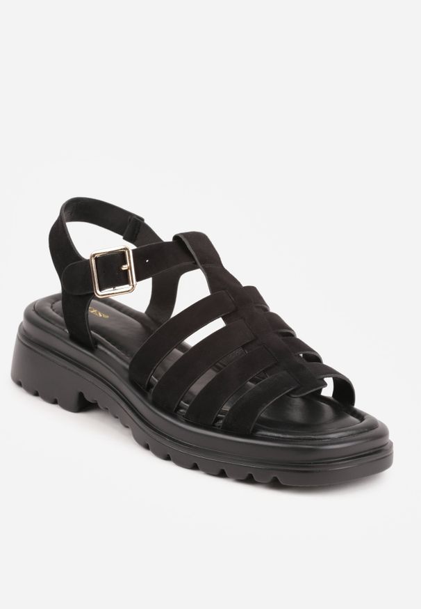Renee - Czarne Sandały VICES w Stylu Gladiatorek z Imitacji Zamszu Mailinai. Okazja: na co dzień. Zapięcie: pasek. Kolor: czarny. Materiał: zamsz. Sezon: lato. Styl: street, casual, klasyczny, elegancki