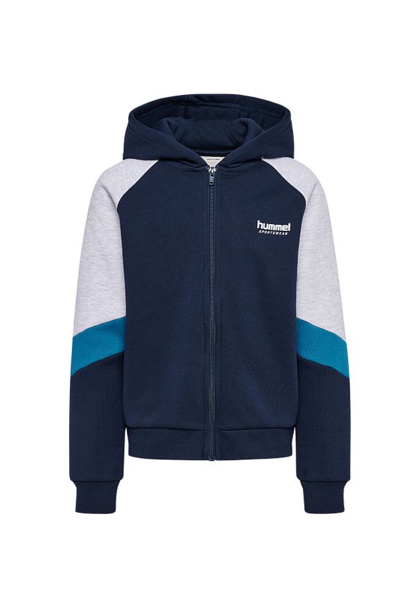 Dziecięca bluza z kapturem zapinana na zamek Hummel Blocked Loose. Typ kołnierza: kaptur. Kolor: niebieski