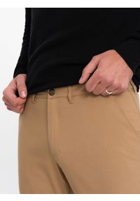 Ombre Clothing - Spodnie męskie materiałowe REGULAR z kieszeniami cargo - jasnobrązowe V4 OM-PACG-0178 - XXL. Kolor: brązowy. Materiał: materiał #6