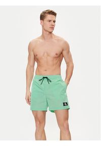 Calvin Klein Swimwear Szorty kąpielowe KM0KM00980 Zielony Regular Fit. Kolor: zielony. Materiał: syntetyk #3