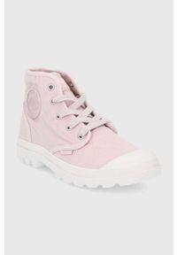 Palladium Trampki damskie kolor różowy. Nosek buta: okrągły. Zapięcie: sznurówki. Kolor: różowy. Materiał: guma. Szerokość cholewki: normalna #5