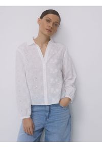 Reserved - Koszula z haftem - biały. Kolor: biały. Materiał: bawełna. Wzór: haft #1