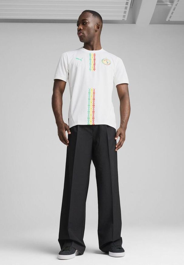 Puma - Męska koszulka domowa Senegal 2025 PUMA White Sport Green. Kolor: biały, wielokolorowy, zielony. Wzór: aplikacja