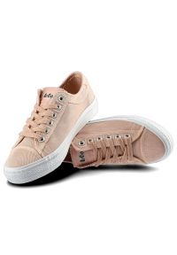 Różowe Trampki Lee Cooper Damskie Stylowe Obuwie. Okazja: na uczelnię, na spacer, na co dzień. Kolor: różowy. Materiał: guma, jeans, materiał. Szerokość cholewki: normalna. Styl: elegancki #5