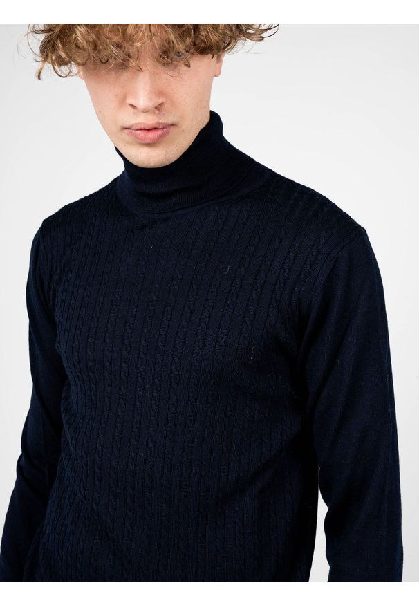 Xagon Man Sweter | A22081 K1 103G | Mężczyzna | Granatowy. Okazja: na co dzień. Typ kołnierza: golf. Kolor: niebieski. Materiał: akryl, wełna. Styl: casual
