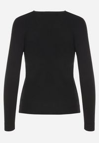 Born2be - Czarny Sweter Ozdobiony Cekinami Koralikami i Cyrkoniami w Kształcie Kwiatka Romiella. Okazja: na co dzień. Kolor: czarny. Materiał: jeans. Wzór: kwiaty, aplikacja. Styl: elegancki, casual, klasyczny #5