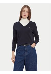 TOMMY HILFIGER - Tommy Hilfiger Sweter WW0WW42049 Granatowy Regular Fit. Kolor: niebieski. Materiał: syntetyk #1