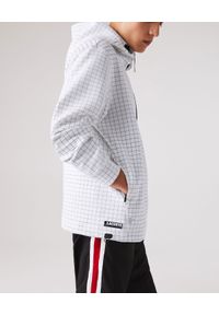 Lacoste - LACOSTE - Sportowa bluza z w kratkę. Typ kołnierza: kaptur. Kolor: biały. Materiał: bawełna, dzianina, dresówka. Wzór: kratka. Styl: sportowy #4