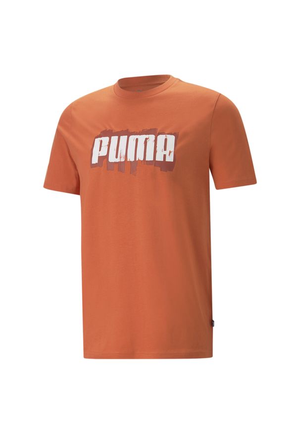 Koszulka sportowa męska Puma Graphics Wording Tee. Kolor: pomarańczowy, wielokolorowy. Długość rękawa: krótki rękaw. Długość: krótkie